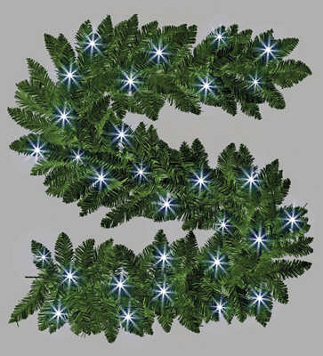 Shatchi 2M Prelit Imperial Pine Green W/cool White Leds Christmas Christmas Garland - image 1