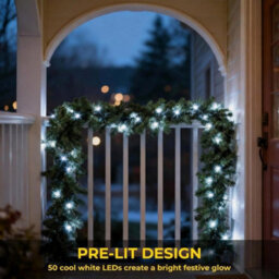 Shatchi 2M Prelit Imperial Pine Green W/cool White Leds Christmas Christmas Garland - thumbnail 3