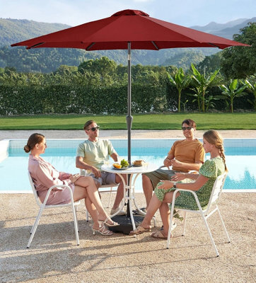 Songmics Parasol Umbrella, Sun Shade, Tilt In 2 Directions, Crank Handle, For Outdoor Gardens, Base Not Included, Red - image 1
