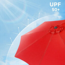Songmics Parasol Umbrella, Sun Shade, Tilt In 2 Directions, Crank Handle, For Outdoor Gardens, Base Not Included, Red - thumbnail 4