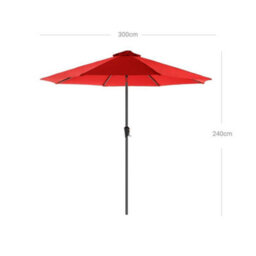 Songmics Parasol Umbrella, Sun Shade, Tilt In 2 Directions, Crank Handle, For Outdoor Gardens, Base Not Included, Red - thumbnail 2