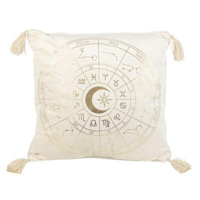 Something Different Astrology Wheel Square Filled Cushion Off White/gold (35Cm X 35Cm) - image 1