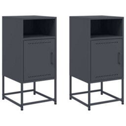 Berkfield Bedside Cabinets 2 Pcs Anthracite 36X39X78 Cm Steel - thumbnail 2