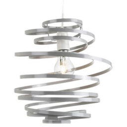 Happy Homewares Contemporary Grey Gloss Metal Double Ribbon Spiral Swirl Ceiling Light Pendant - thumbnail 3