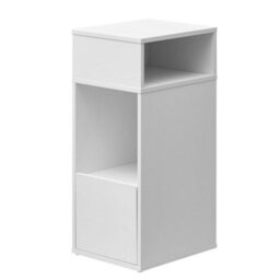 LEDREM Bedside Table, Superfast Toolless Assembly, Slim Nightstand For Bedroom, Drawer And 2 Open Compartments, White - thumbnail 2
