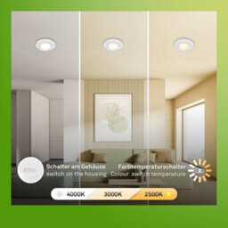 Briloner Led Downlights Set 3X Recessed Lights 4.9W Dimmable Cct Ip44 9Cm White Eco Frame - thumbnail 6