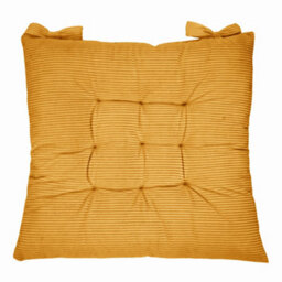 Thehotsale Corduroy Set Of 4 Comfortable Square Chair Cushions Reversible Indoor And Outdoor Yellow 40Cm(W) X 40Cm(D) - thumbnail 5