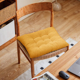 Thehotsale Corduroy Set Of 4 Comfortable Square Chair Cushions Reversible Indoor And Outdoor Yellow 40Cm(W) X 40Cm(D) - thumbnail 4