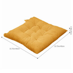 Thehotsale Corduroy Set Of 4 Comfortable Square Chair Cushions Reversible Indoor And Outdoor Yellow 40Cm(W) X 40Cm(D) - thumbnail 9