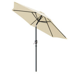 Sundaze 2.5M Cream Round Garden Parasol Umbrella Patio Sun Shade Canopy Crank Tilt With Base - thumbnail 2