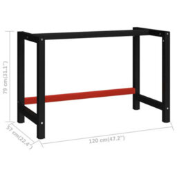 Walplus Work Bench Frame Metal 120X57X79 Cm Black And Red - thumbnail 7
