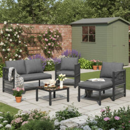 Btm 4-5 Seater Garden Rope Set, Tempered Glass Table, Corner Sofa & Armchairs, Weatherproof, Grey - thumbnail 5