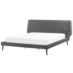 Beliani Bedroom Set Faux Leather Essonne 180 X 200 Cm (Eu Super King) Grey - thumbnail 4