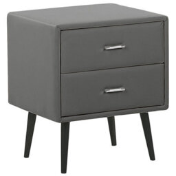 Beliani Bedroom Set Faux Leather Essonne 180 X 200 Cm (Eu Super King) Grey - thumbnail 6