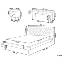 Beliani Bedroom Set Faux Leather Essonne 180 X 200 Cm (Eu Super King) Grey - thumbnail 3