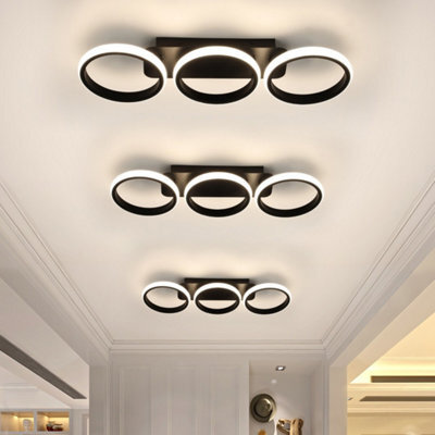 Modern Ceiling Lamp 3-Rings Aluminum Acrylic Dimmable Led Ceiling Lights Black - image 1