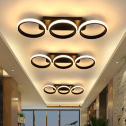 Modern Ceiling Lamp 3-Rings Aluminum Acrylic Dimmable Led Ceiling Lights Black - thumbnail 6