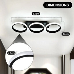 Modern Ceiling Lamp 3-Rings Aluminum Acrylic Dimmable Led Ceiling Lights Black - thumbnail 3