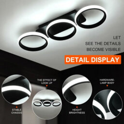 Modern Ceiling Lamp 3-Rings Aluminum Acrylic Dimmable Led Ceiling Lights Black - thumbnail 2