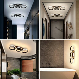 Modern Ceiling Lamp 3-Rings Aluminum Acrylic Dimmable Led Ceiling Lights Black - thumbnail 5