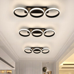 Modern Ceiling Lamp 3-Rings Aluminum Acrylic Dimmable Led Ceiling Lights Black - thumbnail 1