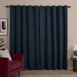 furn. Furn Soft Chenille Blackout Eyelet Curtain Pair, Navy, (W) 168 X (D) 229Cm - thumbnail 3