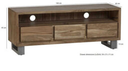 Wyld Haus Wellington Acacia Wide Media Unit, 3 Drawers, Matte Finish - thumbnail 2