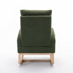 Matteo Mid Century Modern Green Teddy Fabric Upholstered Rocking Chair With Padded Seat For Living Room & Bedroom - thumbnail 6