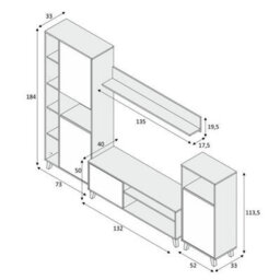 Amos Mann Furniture Enzo White And Concrete Grey Effect Large Tv Entertainment Wall Unit Cabinet - thumbnail 4