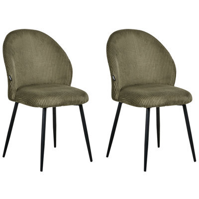 Wyld And Coco Novahome Set Of 2 Dark Green Corduroy Padded Dining Chairs - Iron Frame - image 1