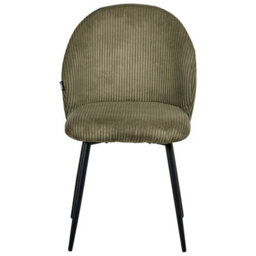 Wyld And Coco Novahome Set Of 2 Dark Green Corduroy Padded Dining Chairs - Iron Frame - thumbnail 5