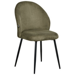 Wyld And Coco Novahome Set Of 2 Dark Green Corduroy Padded Dining Chairs - Iron Frame - thumbnail 4