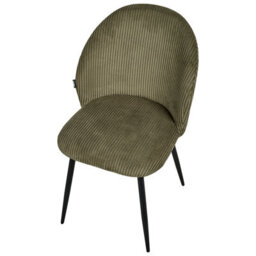 Wyld And Coco Novahome Set Of 2 Dark Green Corduroy Padded Dining Chairs - Iron Frame - thumbnail 7