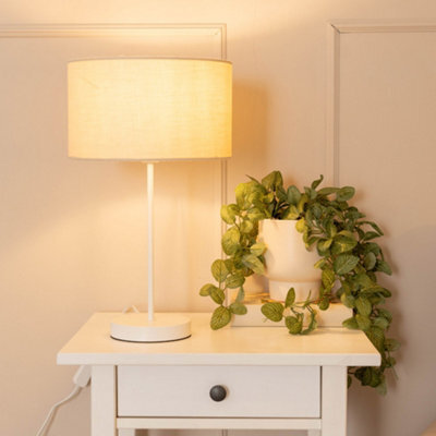 Valuelights Charles White Table Lamp With Cream Shade And Bulb - image 1