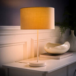 Valuelights Charles White Table Lamp With Cream Shade And Bulb - thumbnail 3