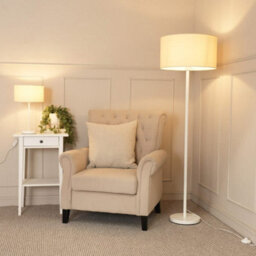 Valuelights Charles White Table Lamp With Cream Shade And Bulb - thumbnail 7