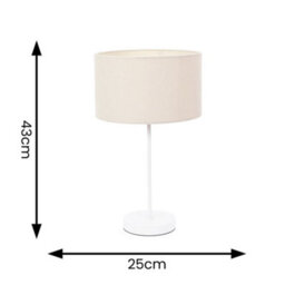 Valuelights Charles White Table Lamp With Cream Shade And Bulb - thumbnail 8
