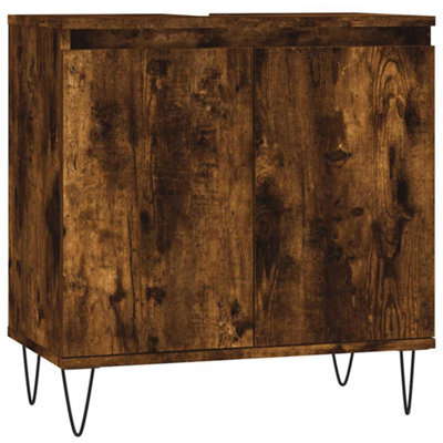Berkfield Industrial Bathroom Cabinet Smoked Oak 58X33X60 Cm Engineered Wood - image 1