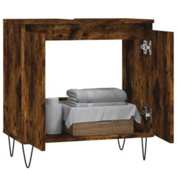 Berkfield Industrial Bathroom Cabinet Smoked Oak 58X33X60 Cm Engineered Wood - thumbnail 3
