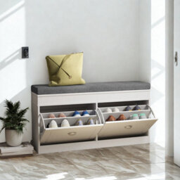 FURNOLD Modern Shoe Storage Bench With Cushioned Seat And Storage Drawers - thumbnail 3