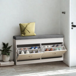 FURNOLD Modern Shoe Storage Bench With Cushioned Seat And Storage Drawers - thumbnail 2