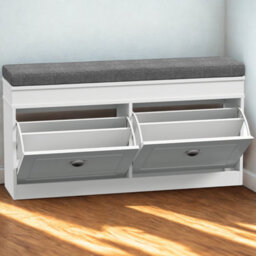 FURNOLD Modern Shoe Storage Bench With Cushioned Seat And Storage Drawers - thumbnail 5