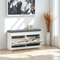 FURNOLD Modern Shoe Storage Bench With Cushioned Seat And Storage Drawers - thumbnail 4