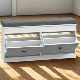 FURNOLD Modern Shoe Storage Bench With Cushioned Seat And Storage Drawers - thumbnail 6
