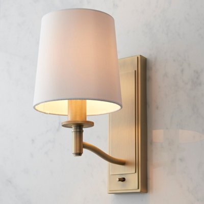 Anson Lighting Munson Wall Light Finished In Matt Antique Brass Plate And Vintage White Fabric - image 1