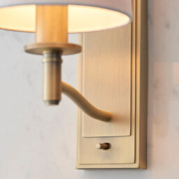 Anson Lighting Munson Wall Light Finished In Matt Antique Brass Plate And Vintage White Fabric - thumbnail 2