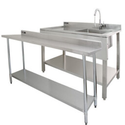MonsterShop 6Ft Stainless Steel Catering Bench & 2 X Wall Mounted Shelves - thumbnail 1