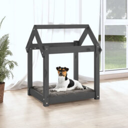 Berkfield Dog Bed Grey 61X50X70 Cm Solid Wood Pine - thumbnail 3