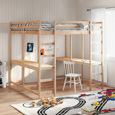 Berkfield Loft Bed With Desk And Ladder 140X200 Cm Solid Wood Pine - image 1