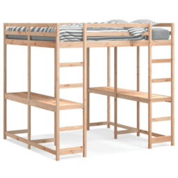 Berkfield Loft Bed With Desk And Ladder 140X200 Cm Solid Wood Pine - thumbnail 2